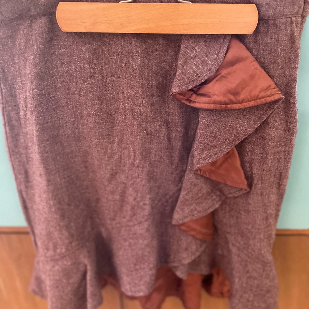 Elegant Brown Ruffle Skirt